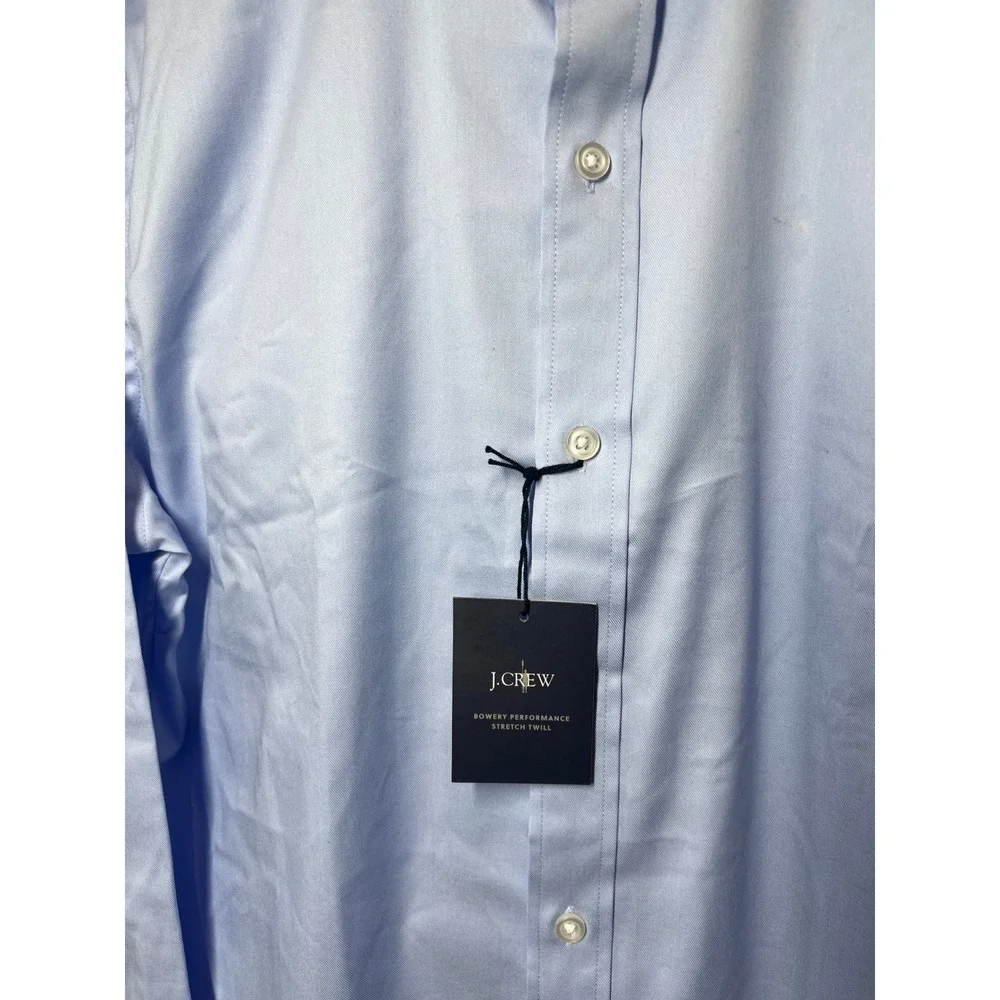 New‎ J.Crew Bowery Performance Stretch Twill Dress Shirt Slim Fit Blue Mens M